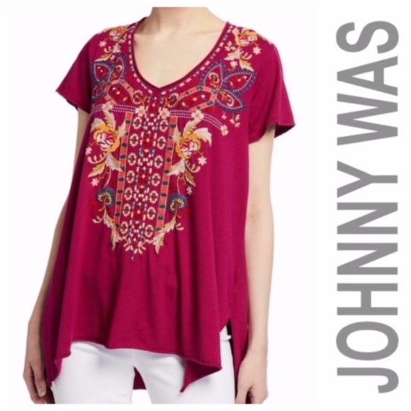 Johnny Was Tops - NWT JOHNNY WAS SALOME DRAPE EMBROIDERED TOP